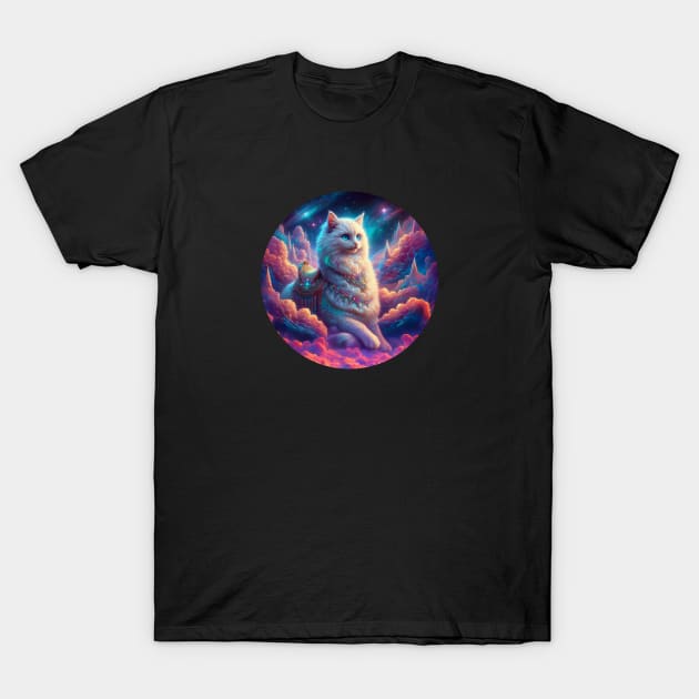 Big white cat in space T-Shirt by AnnArtshock